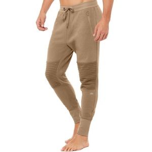 Alo Lounge Moto Joggers Sweatpants Tan Size S